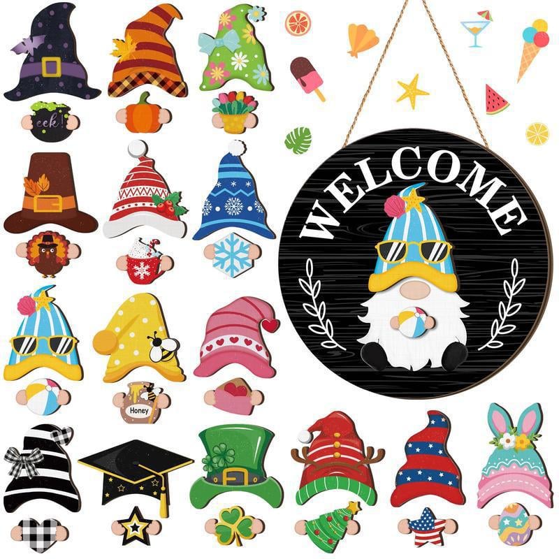 🎉🎉Interchangeable Wooden Gnome Welcome Sign🎈