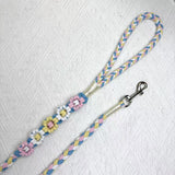 Five Flowers Rope Dog Leash (Blue and Pink)