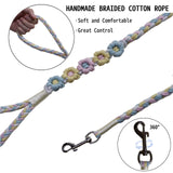 Five Flowers Rope Dog Leash (Blue and Yellow)