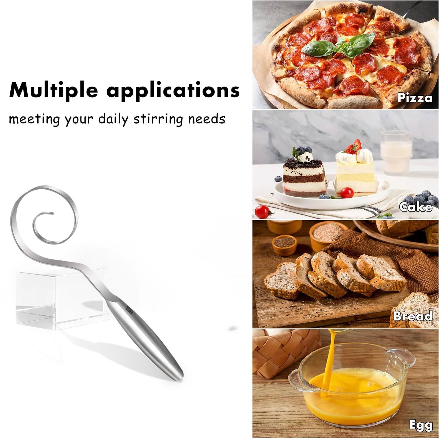 🔥Seamless Dough Whisk. 430 stainless steel Dough Whisk. 9 Bread Whisk for Cooking
