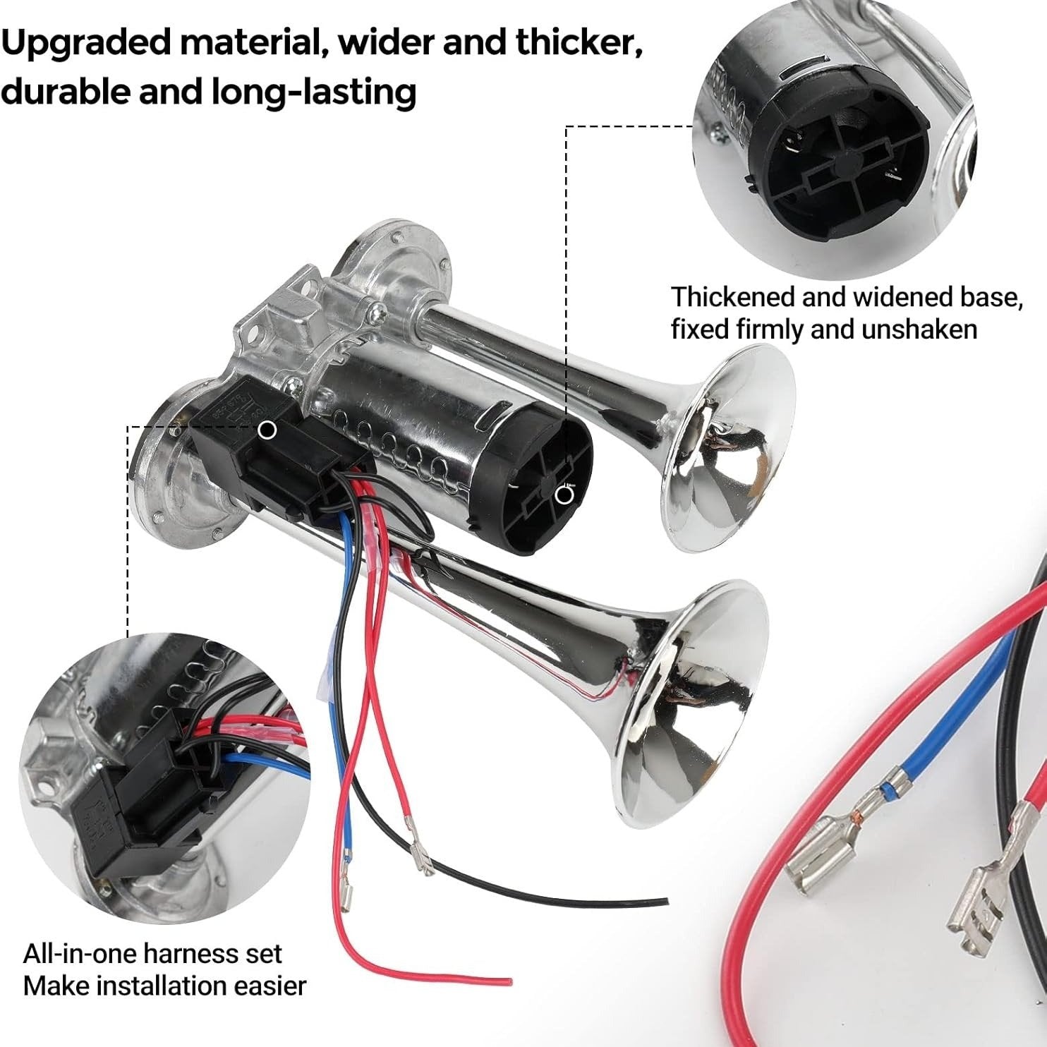 🔥LAST DAY 49% OFF - 🚗🔧2026 Upgraded 12V Dual Air Horn Kit – 130DB Super Loud Dual Horn with Compressor for Cars. Trucks. SUVs. Boats & More(✨Includes installation manual and video guide)