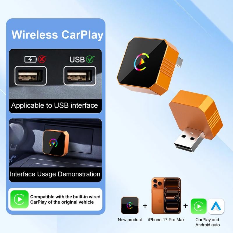 🔥2026 New Upgrade CarPlay Wireless Adapter 2 In 1