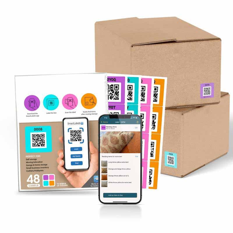 Original Color-Coded Scannable QR Labels (48 Pack)