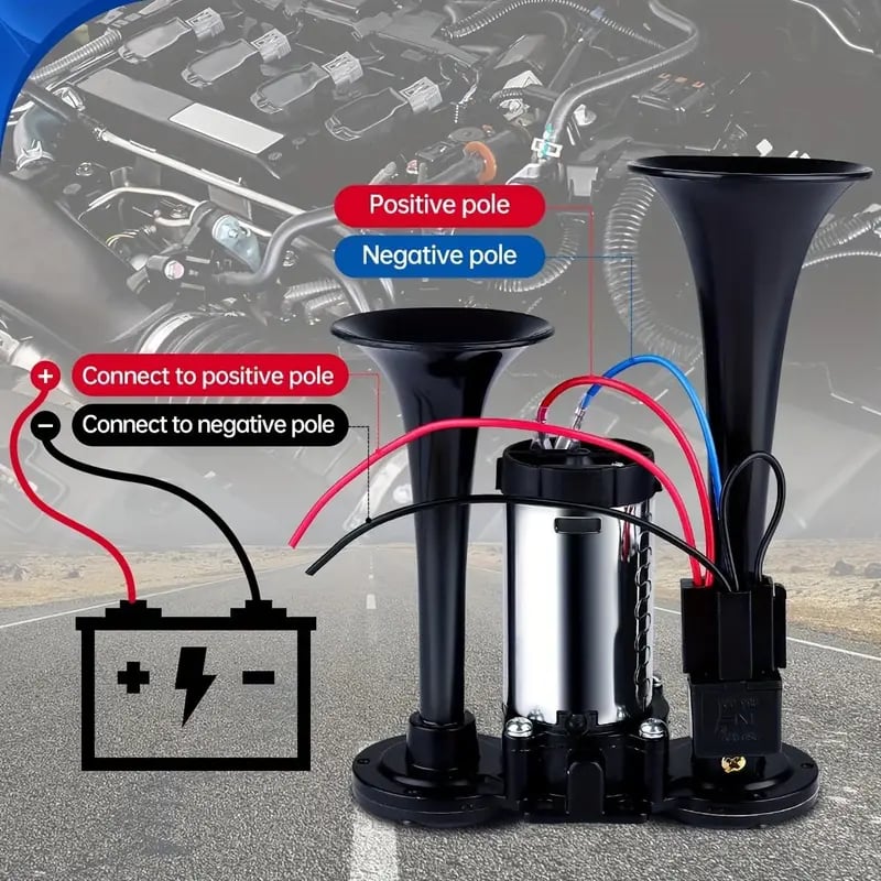 🔥LAST DAY 49% OFF - 🚗🔧2026 Upgraded 12V Dual Air Horn Kit – 130DB Super Loud Dual Horn with Compressor for Cars. Trucks. SUVs. Boats & More(✨Includes installation manual and video guide)