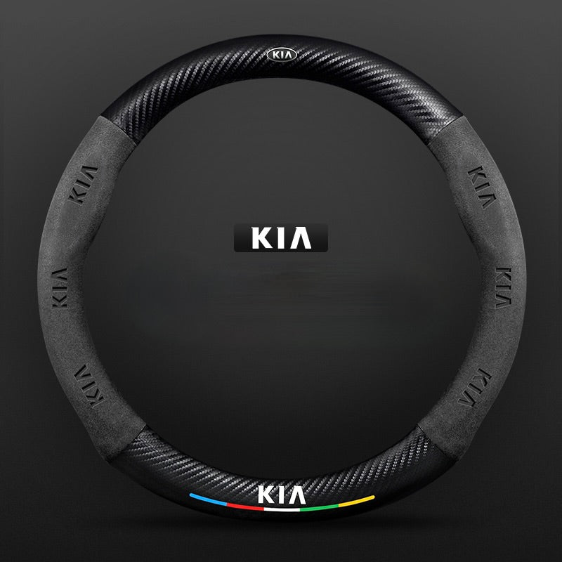 TrackVibe | Black Carbon Suede Steering Wheel Cover – Anti-Slip & Wear-Resistant