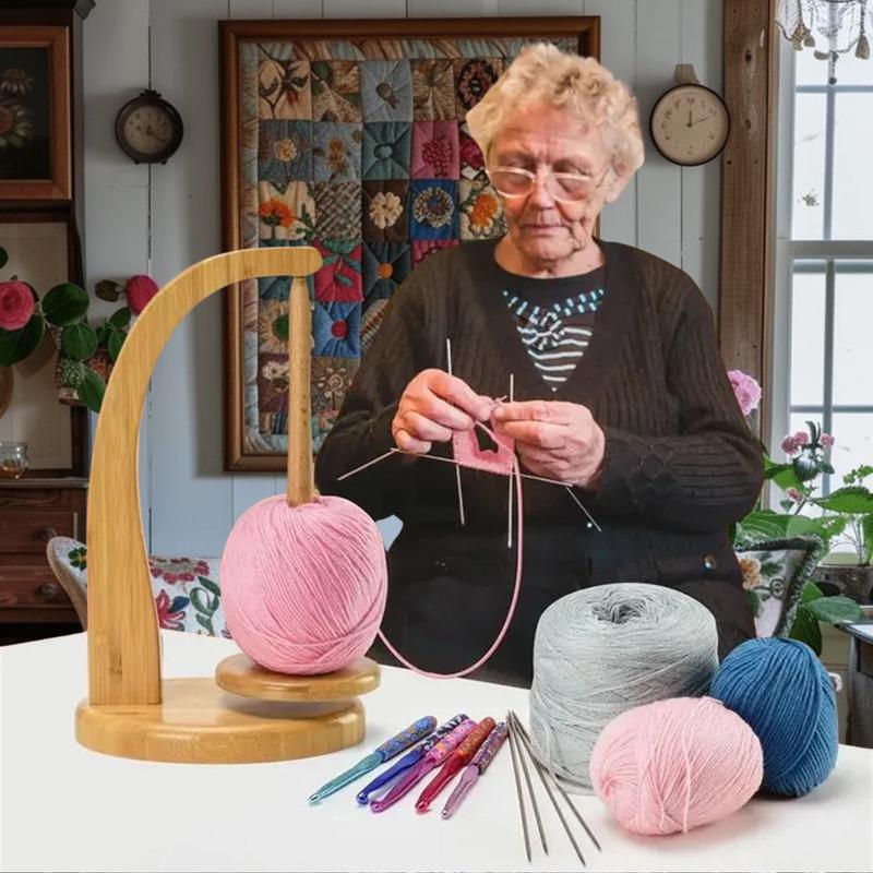 Wooden Yarn Winder with Magnetic Attachment Stable Base for Knitting