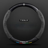 TrackVibe | Black Carbon Suede Steering Wheel Cover – Anti-Slip & Wear-Resistant