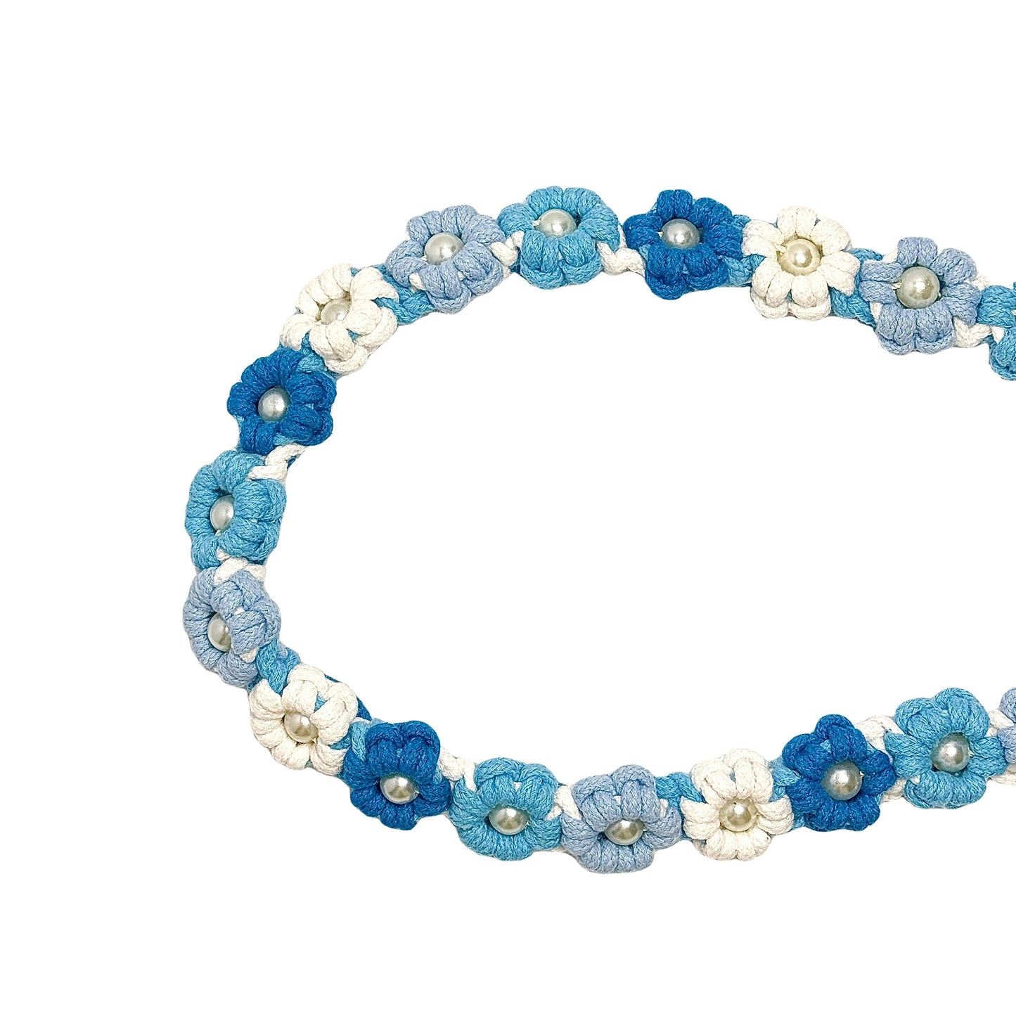 Gradient Blue | Hand-woven 25-flower dog leash