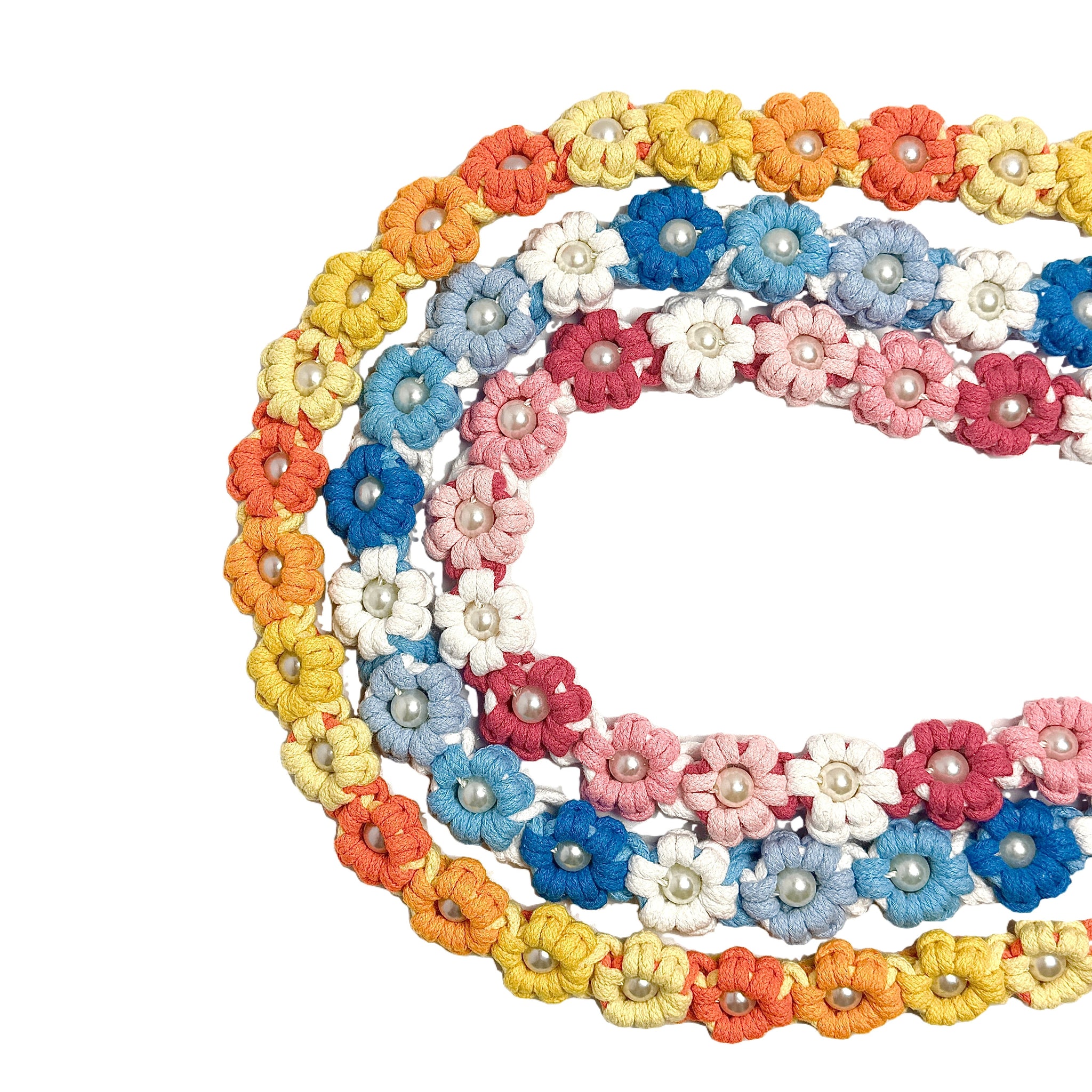 Gradient Pink | Hand-woven 25-flower dog leash