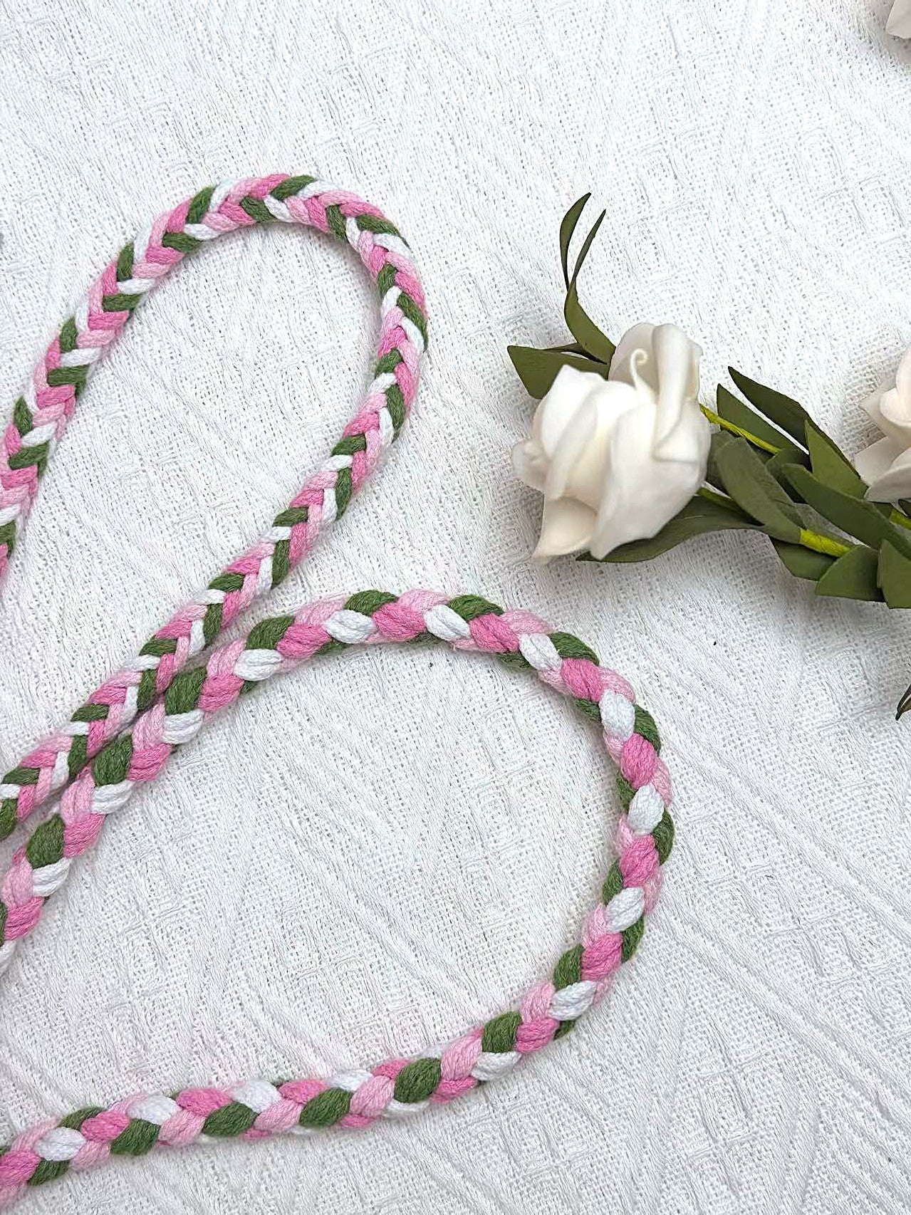 Nine Flowers Rope Dog Leash (Pink Green)