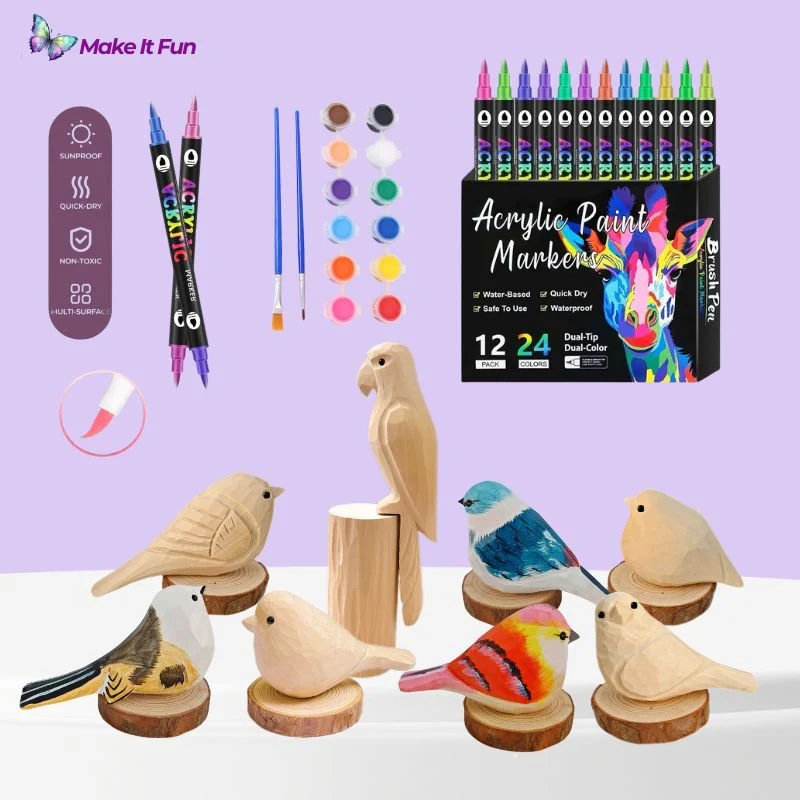 Wooden Bird & Marker Craft Kit 🦜