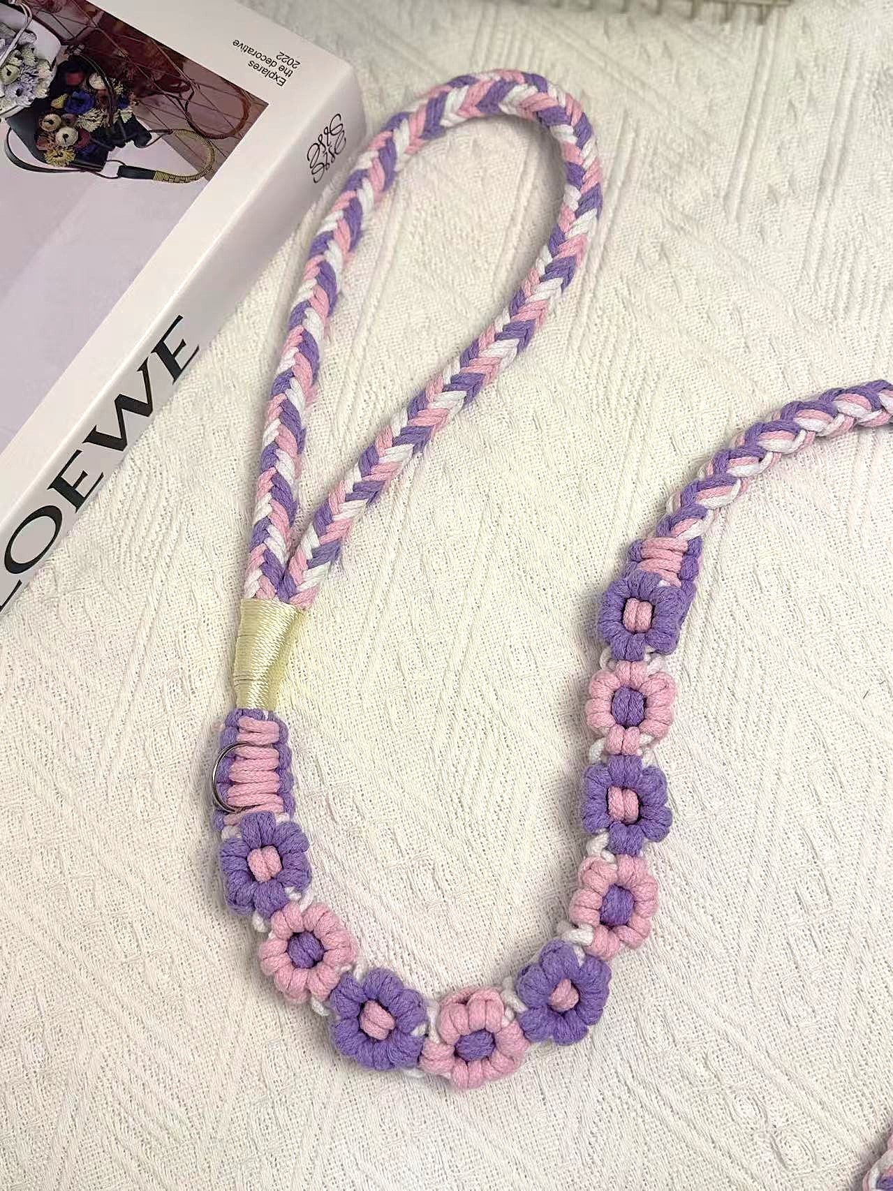 Nine Flowers Rope Dog Leash (Pink Purple)