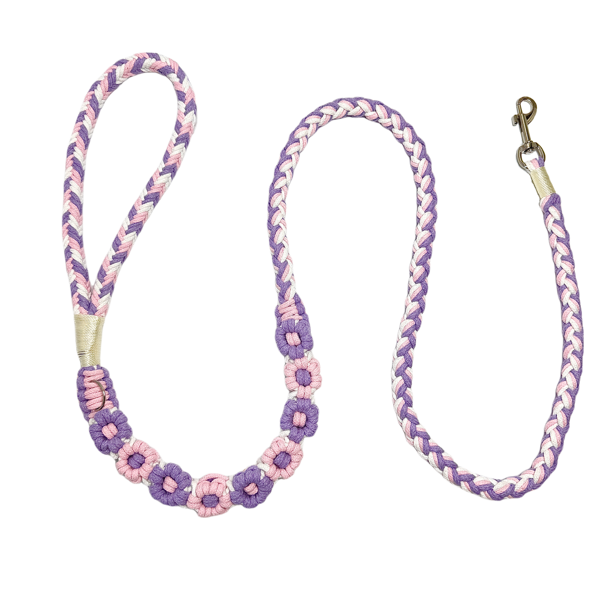 Nine Flowers Rope Dog Leash (Pink Purple)